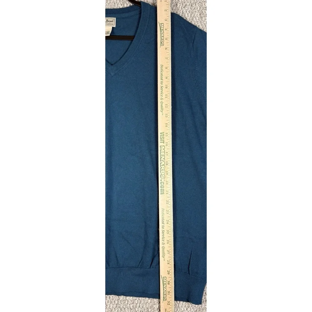 LL Bean Cotton Cashmere Blend V Neck Sweater Mens XXL Blue Pullover Knit Classic
